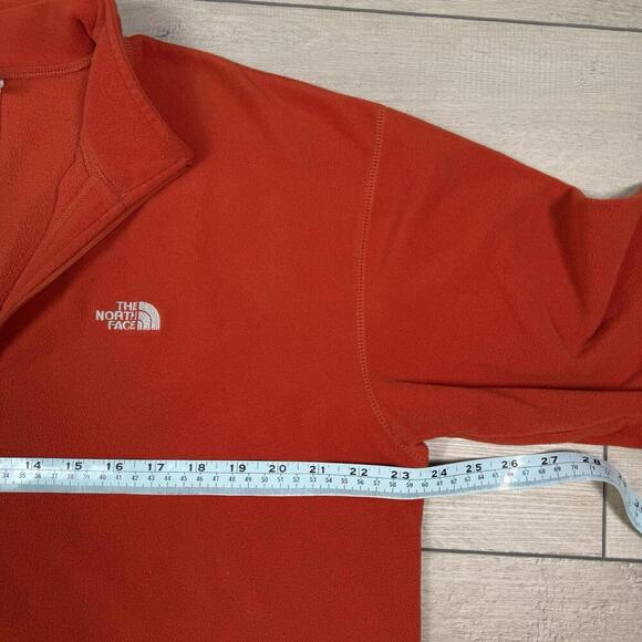 The North Face Fleece Sweatshirt TKA100 Sz L Orange 1/4 Zip Pullover Hike Camp - Picture 7 of 8